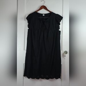 Old Navy Black Linen Blend Cottagecore Empire Waist Dress XL